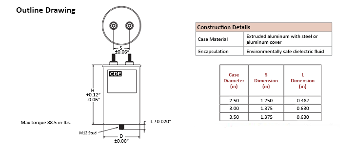 CDE Cornell Dubilier PC Series of AC harmonic filter capacitor