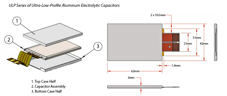 Cornell Dubilier Electronics CDE Ultra-Low-Profile Aluminum Electrolytic Capacitor