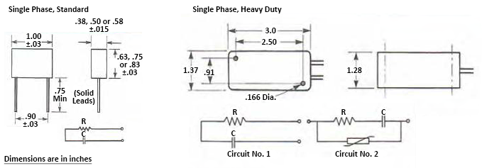 Electrocube RC Networks Arc-Suppressing Single-Phase and Three-Phase Resistor-Capacitor Circuits