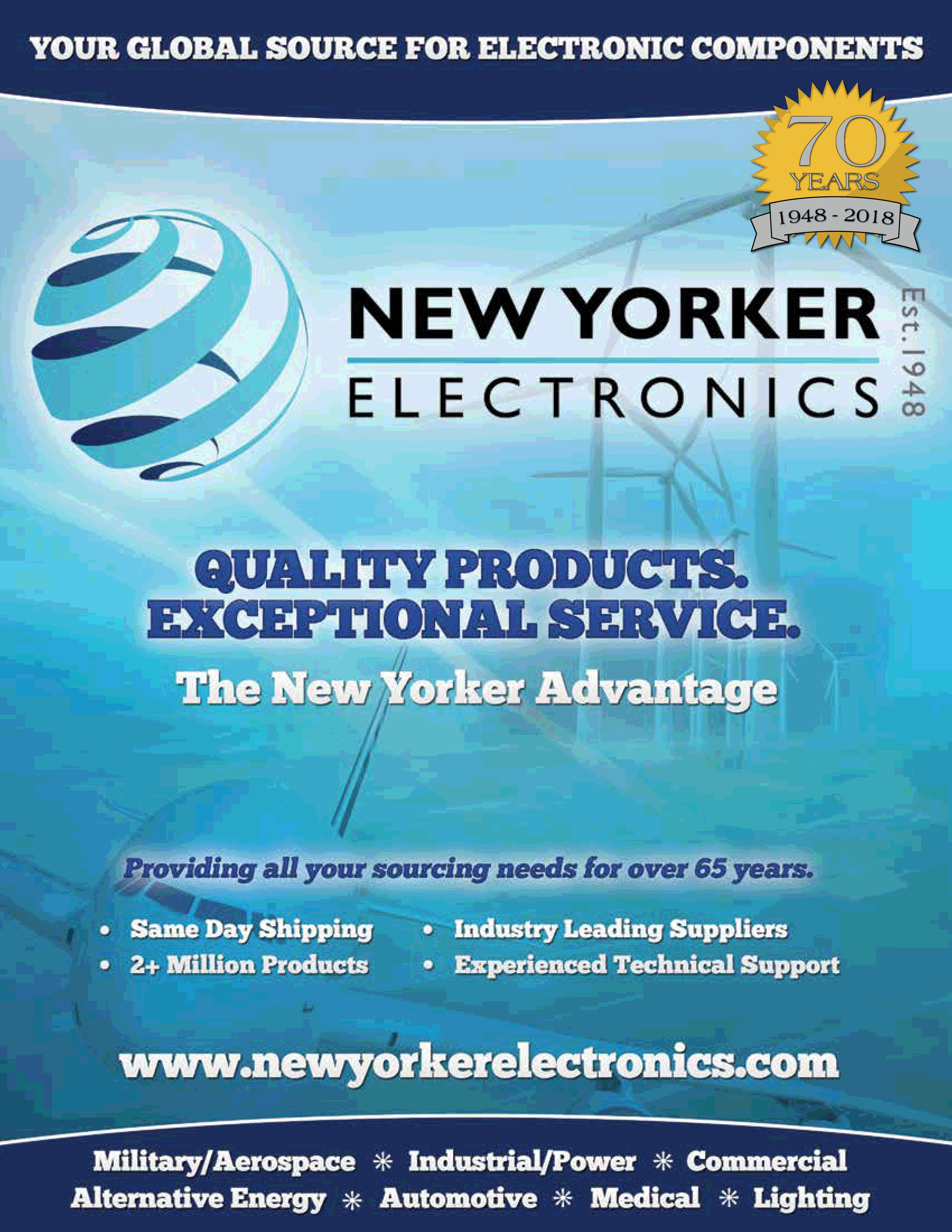 New Yorker Electronics is franchise distributor for Vishay, Cornell