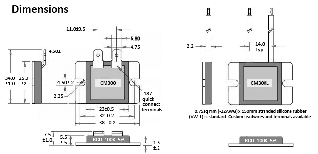 RCD Components Miniature 300W Chassis Mount Resistors in the CM300 and CM300L