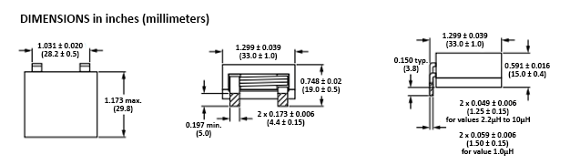 Vishay Dale IHDF-1300AE-10 Edge-Wound Ferrite Core Inductors