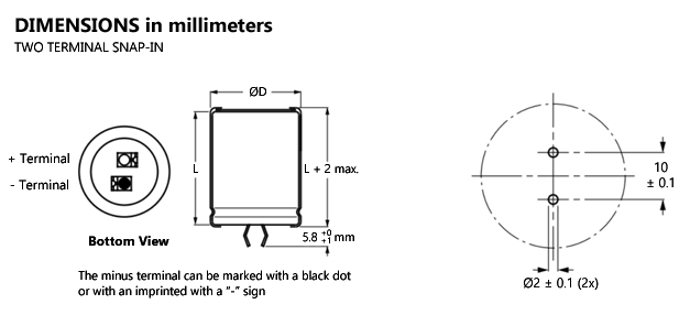Vishay Miniature 2- and 3-Terminal Snap-in Power Aluminum Capacitors