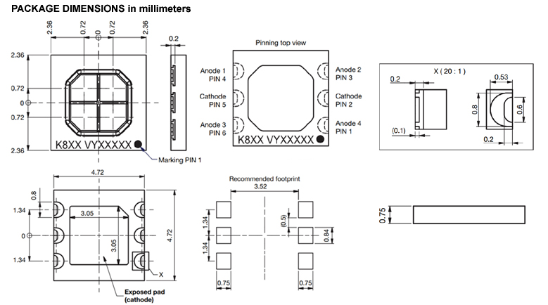 Vishay Semiconductor K857PE 4-Quadrant Silicon PIN Photodiode