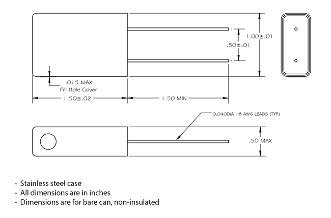 Cornell Dubilier Hermetic MLSH Slimpack and Flatpack Aluminum Electrolytic Capacitor with a Glass-to-Metal Seal