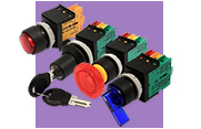Excel Cell Electronic (ECE) Industrial Control Switches: Pushbutton Switches, Pilot Lamps, Key Selector Switches, Lever Selector Switches and Emergency Stop Switches