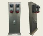 Click to view full size of image of Pre-assembled T304 16GA Stainless Steel Power Stanchion, Two IP67 30A/480V Switched Mechanical Interlocks with On/Off LED, 20HP, 60Hz
